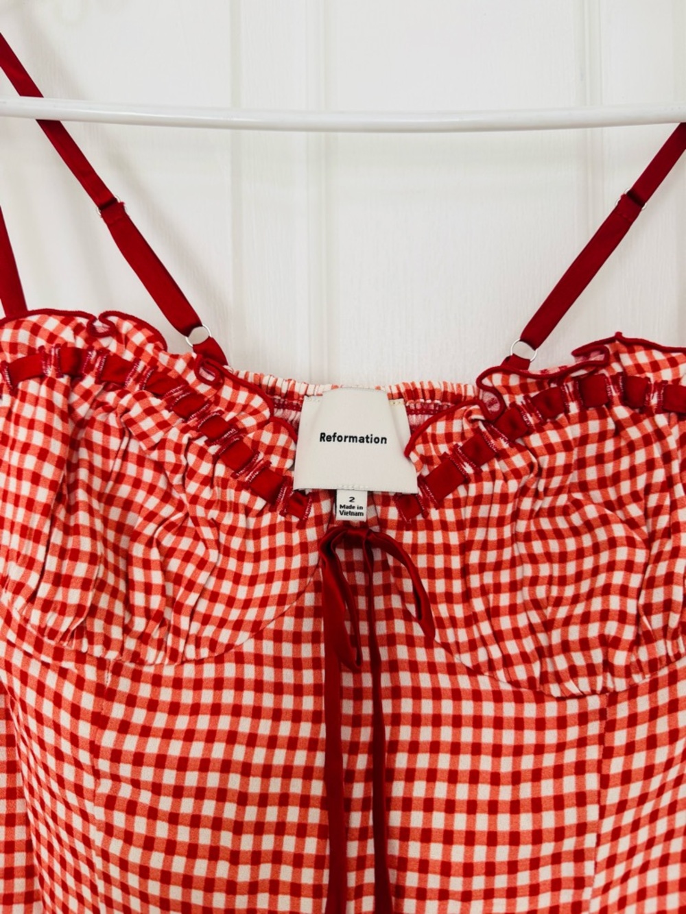 Like new 🍒 Reformation Andrea red gingham top - Picture 5 of 8